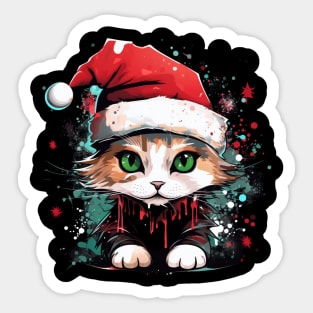 Crazy Christmas Cat - Winter Holiday Gift Sticker